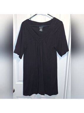George Black Short Sleeve V-Neck Top XL